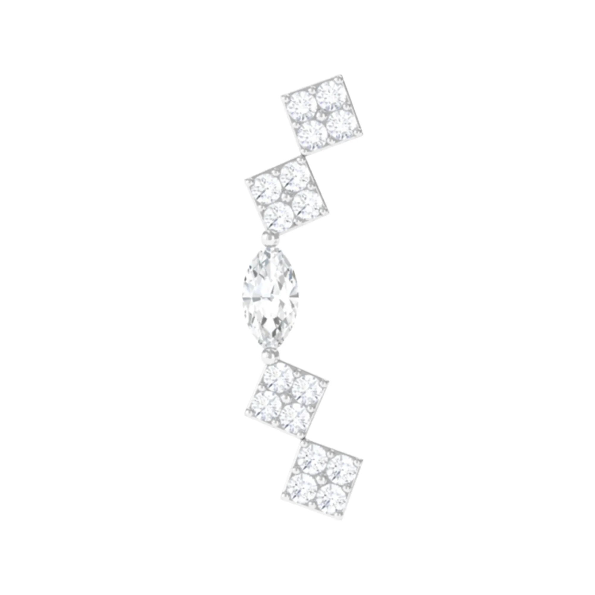 Real Diamond Ear Crawler Earring for Helix Piercing