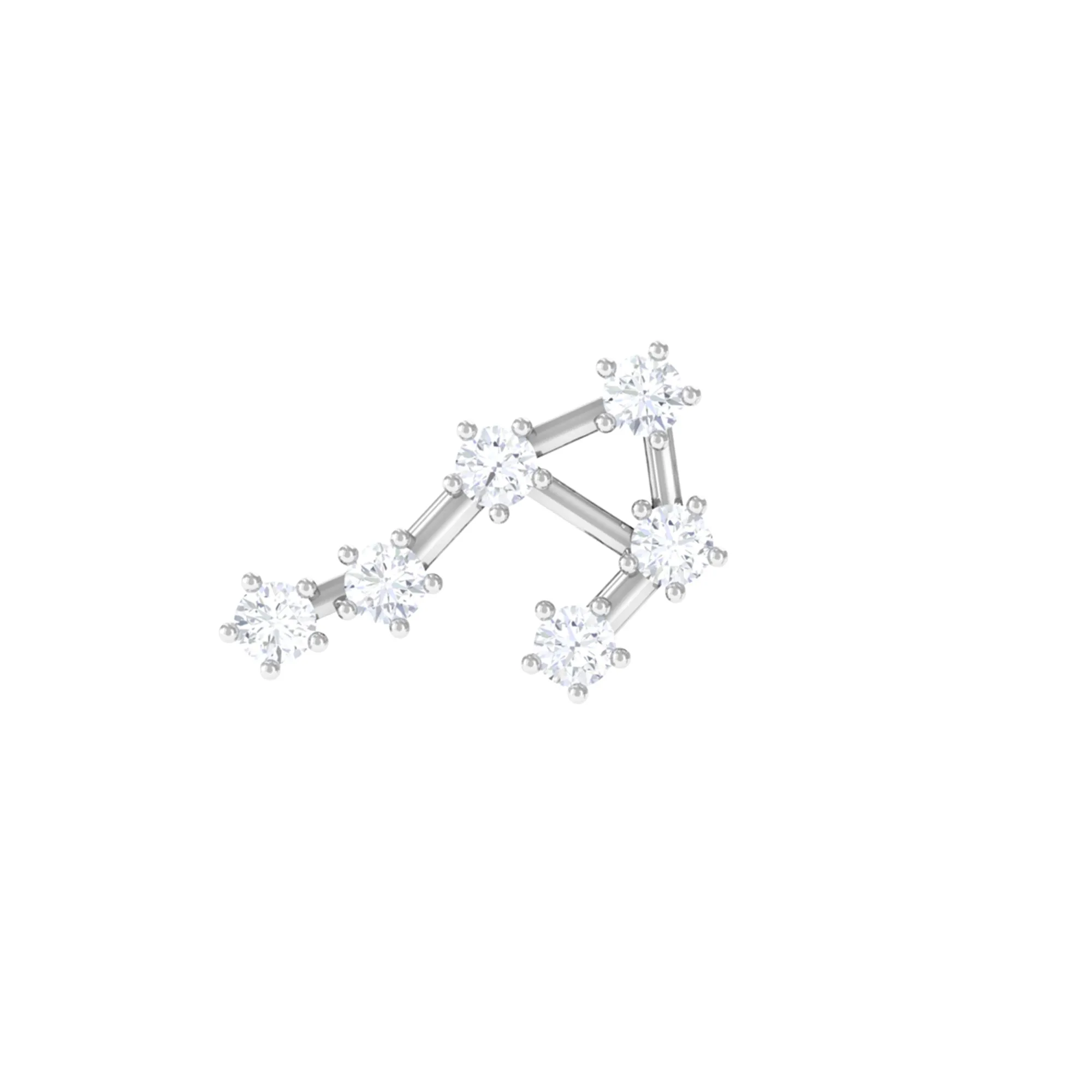 Real Diamond Libra Zodiac Constellation Earring