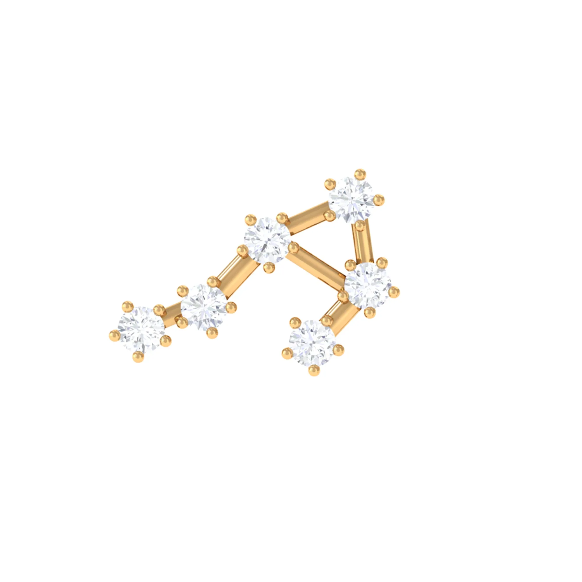 Real Diamond Libra Zodiac Constellation Earring