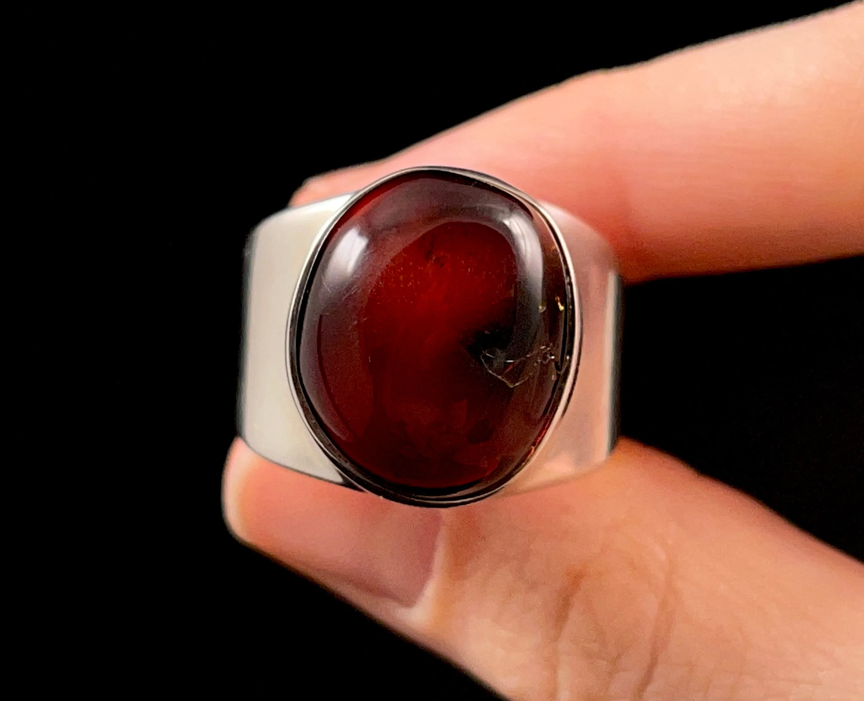 RED AMBER Ring - Sterling Silver, Size 10.5 - Amber Stone, Crystal Ring, Fine Jewelry, Healing Crystals and Stones, 52634