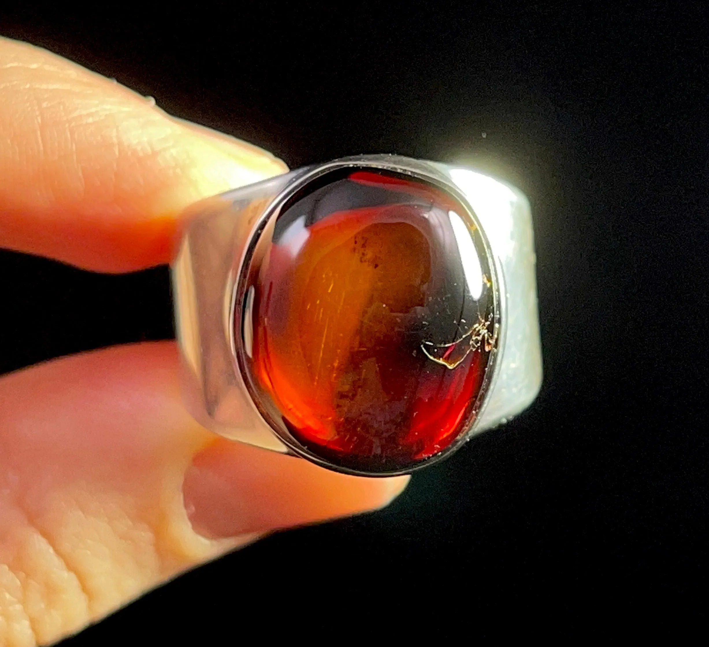 RED AMBER Ring - Sterling Silver, Size 10.5 - Amber Stone, Crystal Ring, Fine Jewelry, Healing Crystals and Stones, 52634