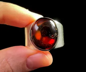 RED AMBER Ring - Sterling Silver, Size 10.5 - Amber Stone, Crystal Ring, Fine Jewelry, Healing Crystals and Stones, 52634