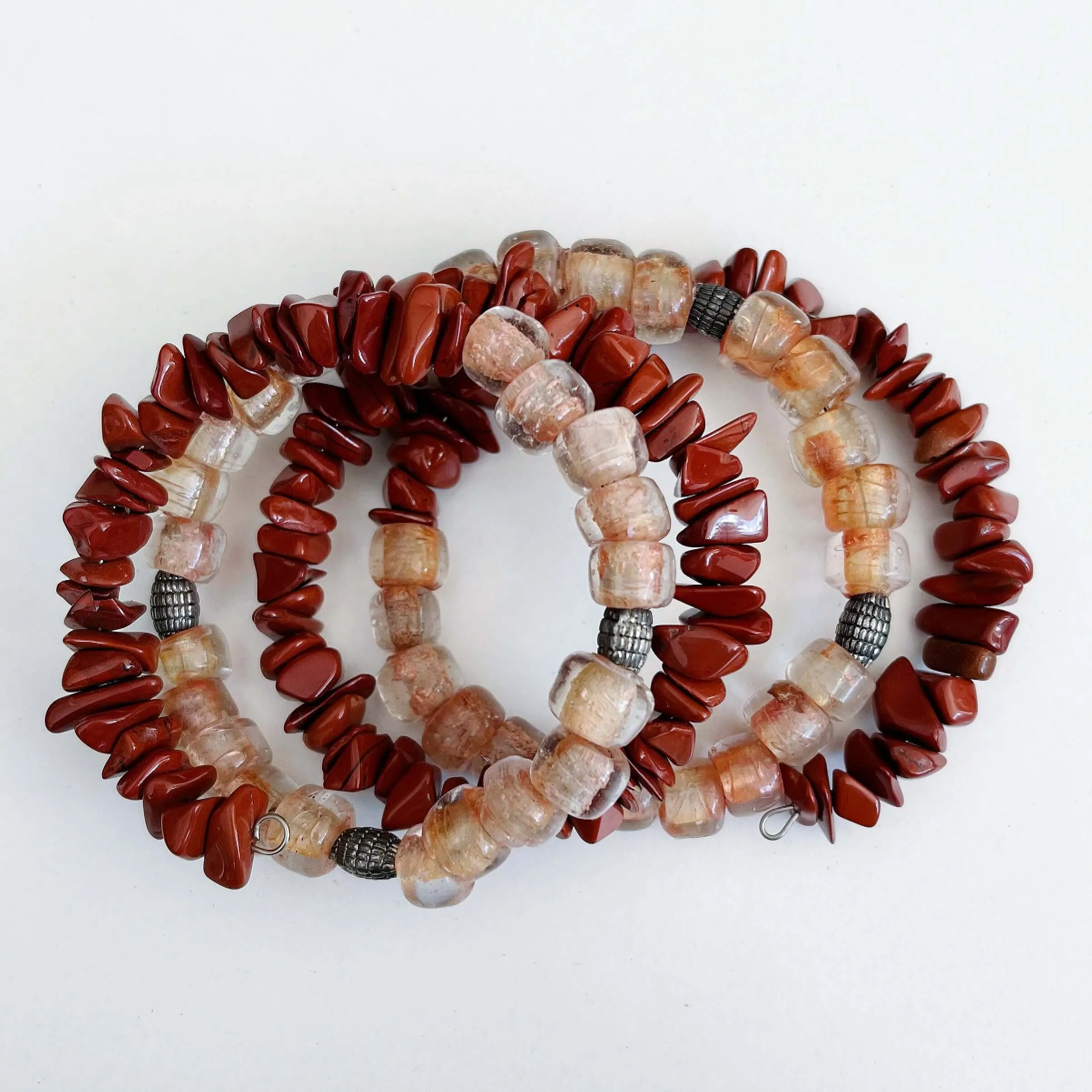 Red Jasper Beaded Spiral Bracelet