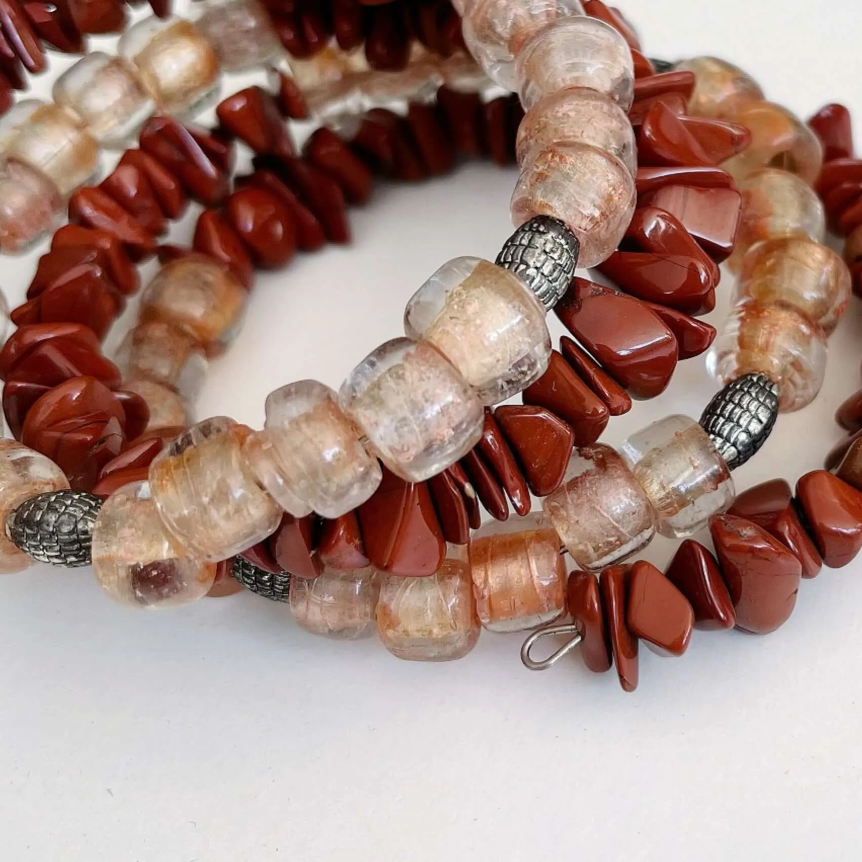 Red Jasper Beaded Spiral Bracelet