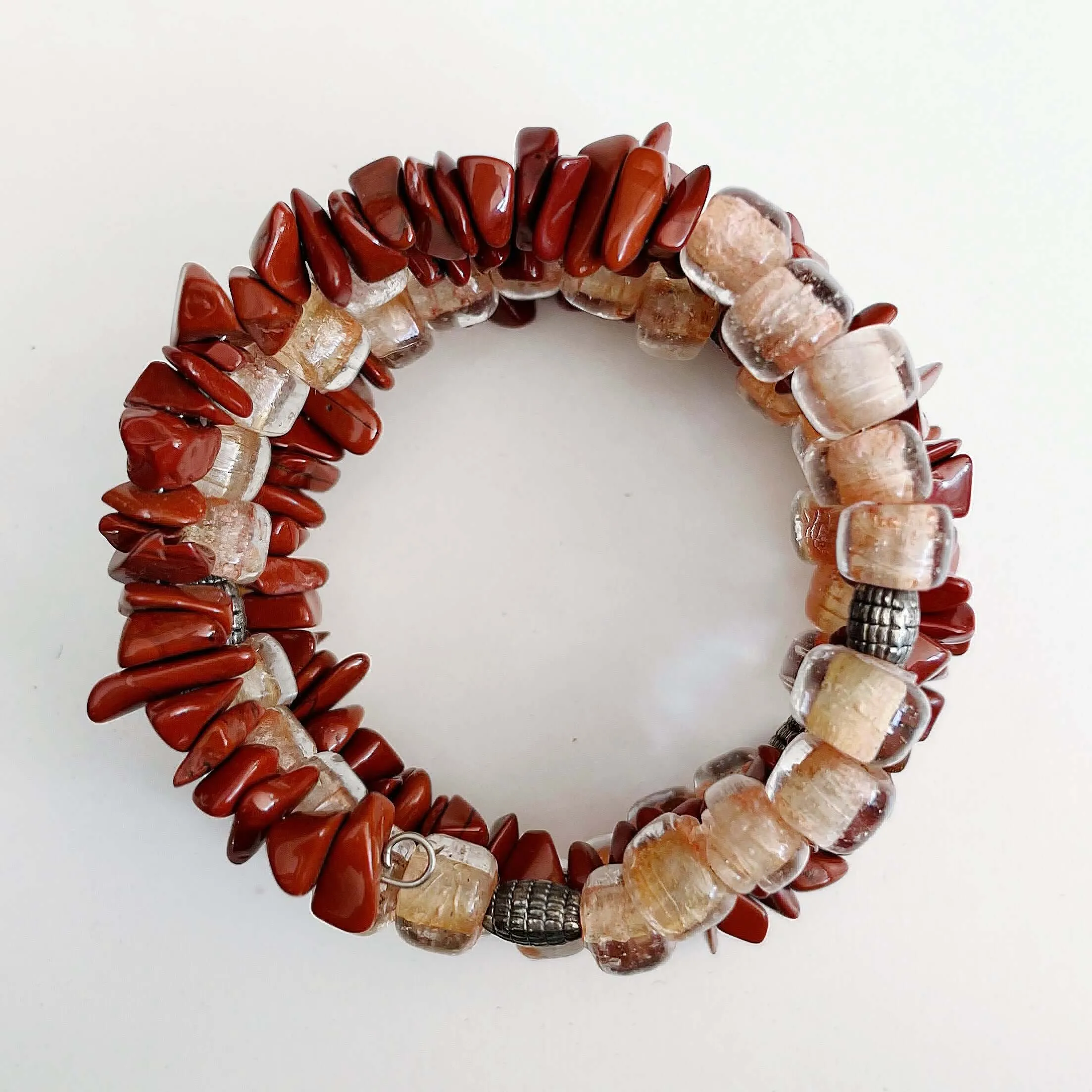 Red Jasper Beaded Spiral Bracelet