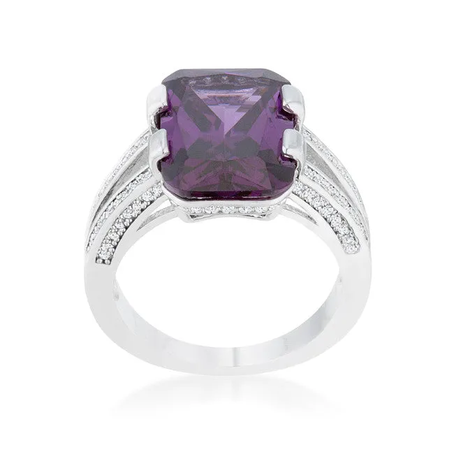 Rema Amethyst Purple Emerald Statement Cocktail Ring | 9ct