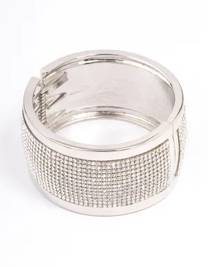 Rhodium Cluster Diamante Wrist Cuff