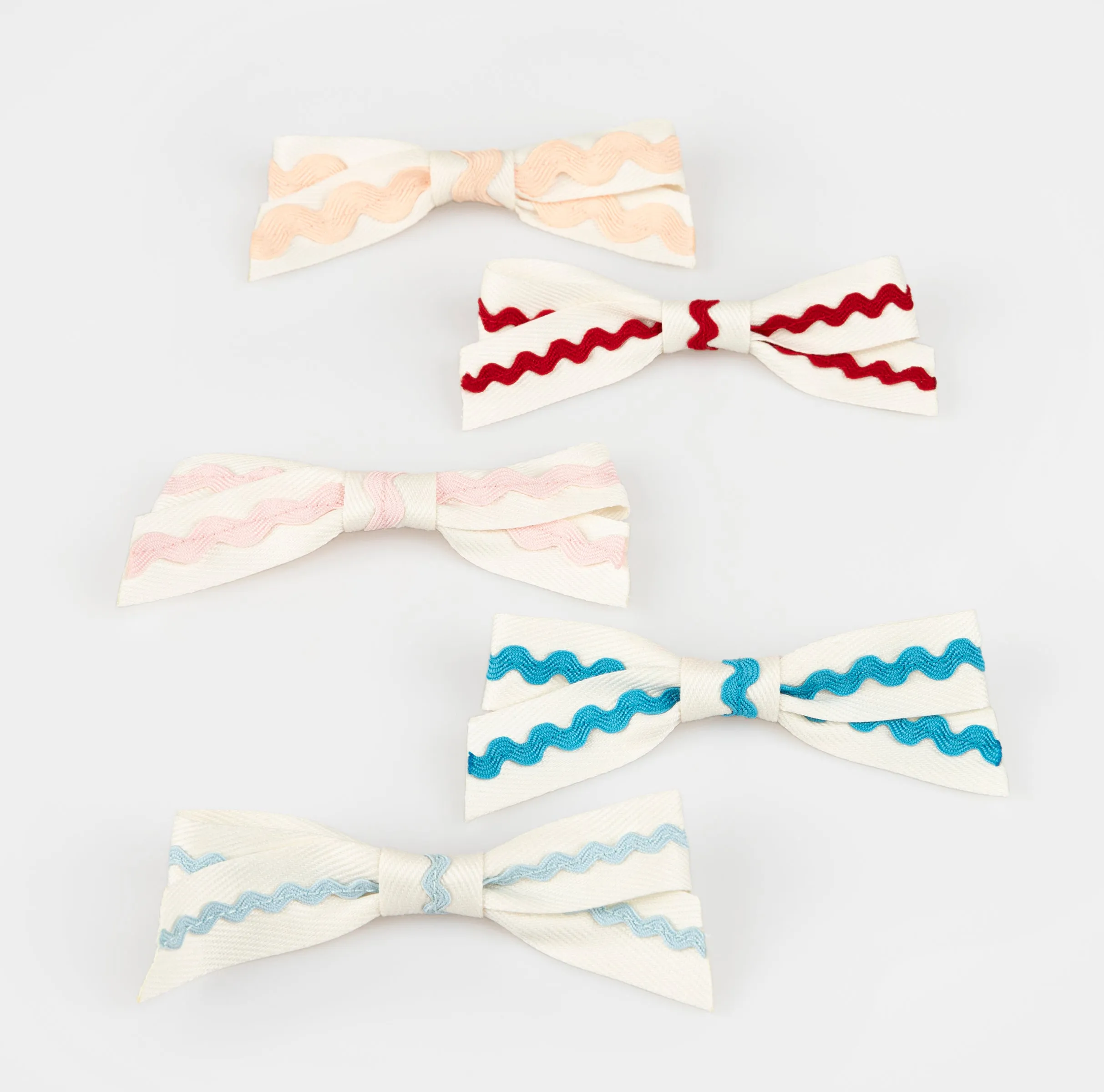 Ricrac Bow Hair Clips (x 5)