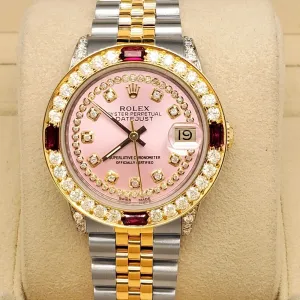 Rolex Datejust 31mm 2.32Ct Diamonds/Ruby Watch With Pink Diamond Dial Watch TFJ-142508245