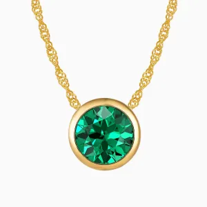 Round Emerald Necklace Bezel Set 18 K Gold