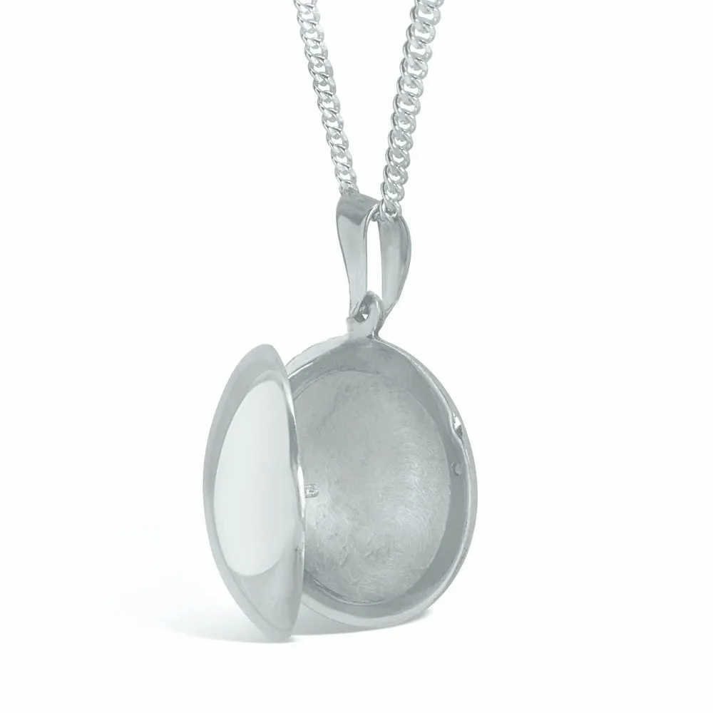 Round Locket Necklace | Silver