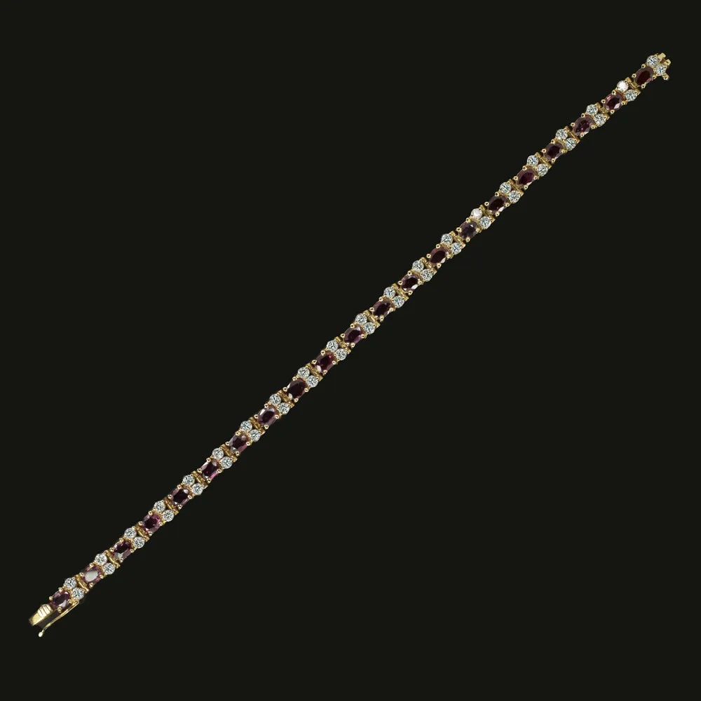 RUBY DIAMOND TENNIS BRACELET 12.25ct NATURAL 14k YELLOW GOLD ANNIVERSARY GIFT