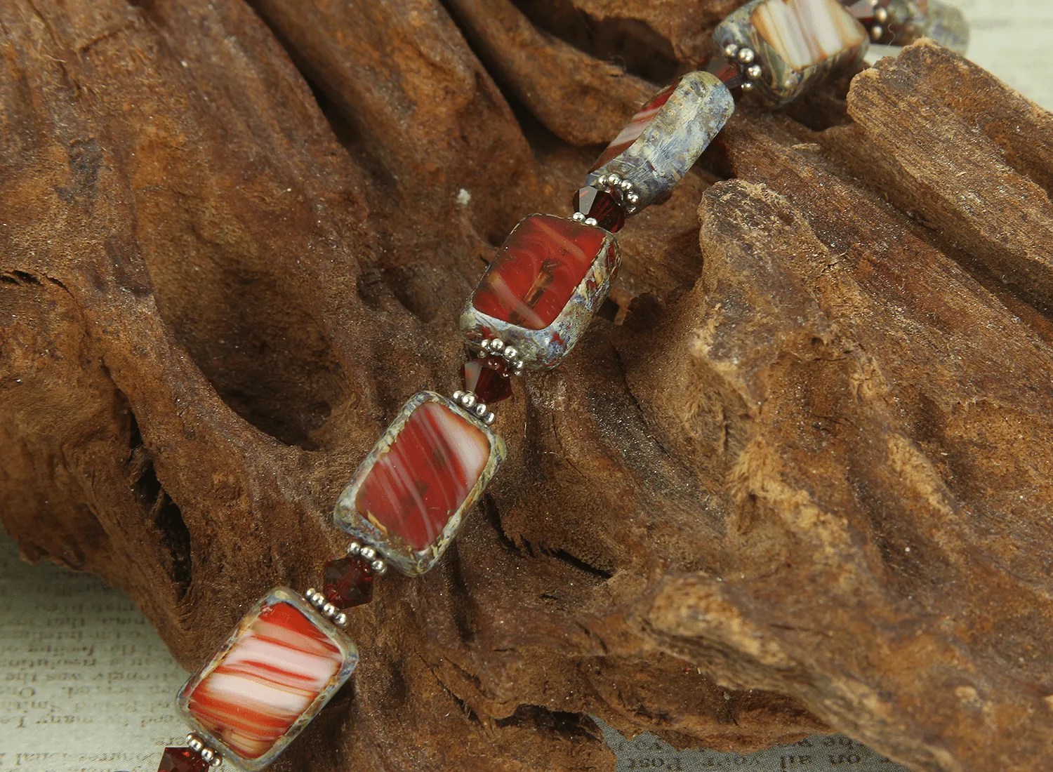 Ruby Red Czech Beaded Bracelet