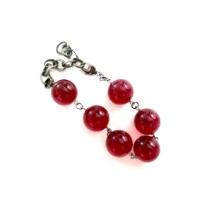 Ruby Red Transparent Lucite Bubble Stations Bracelet