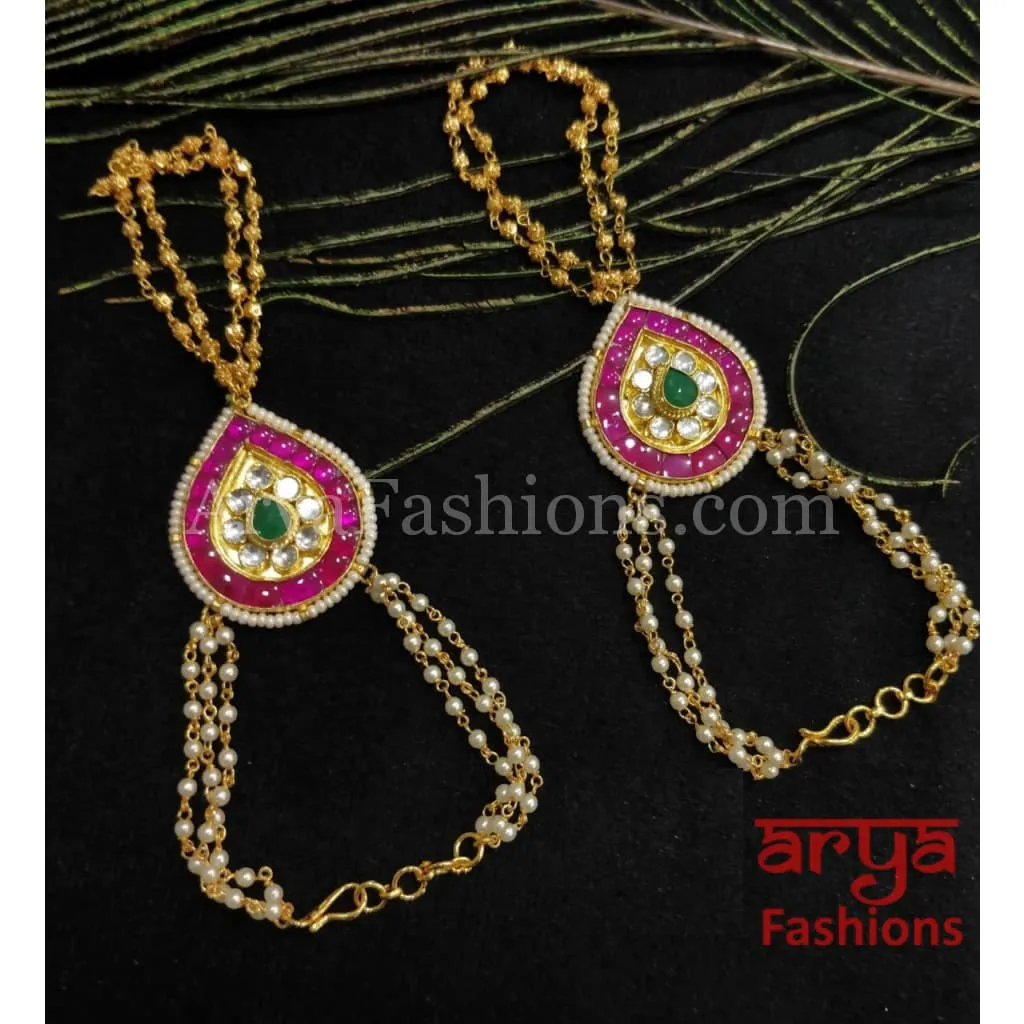 Ruby stones and Kundan Golden designer Hathphool