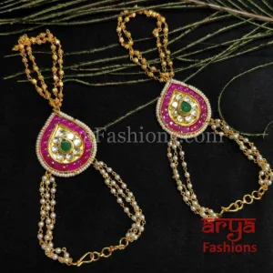 Ruby stones and Kundan Golden designer Hathphool