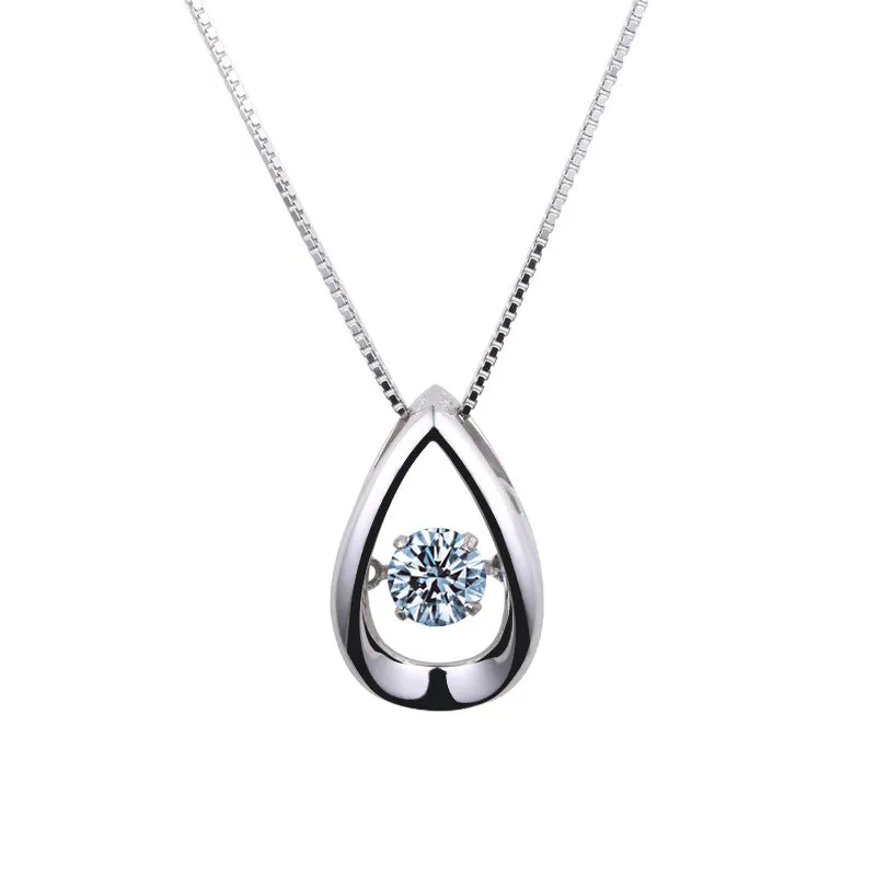 S925 Sterling silver smart drop-shaped crystal pendant clavicle necklace jewelry