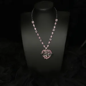 SACRED HEART NECKLACE *PINK ROSE*