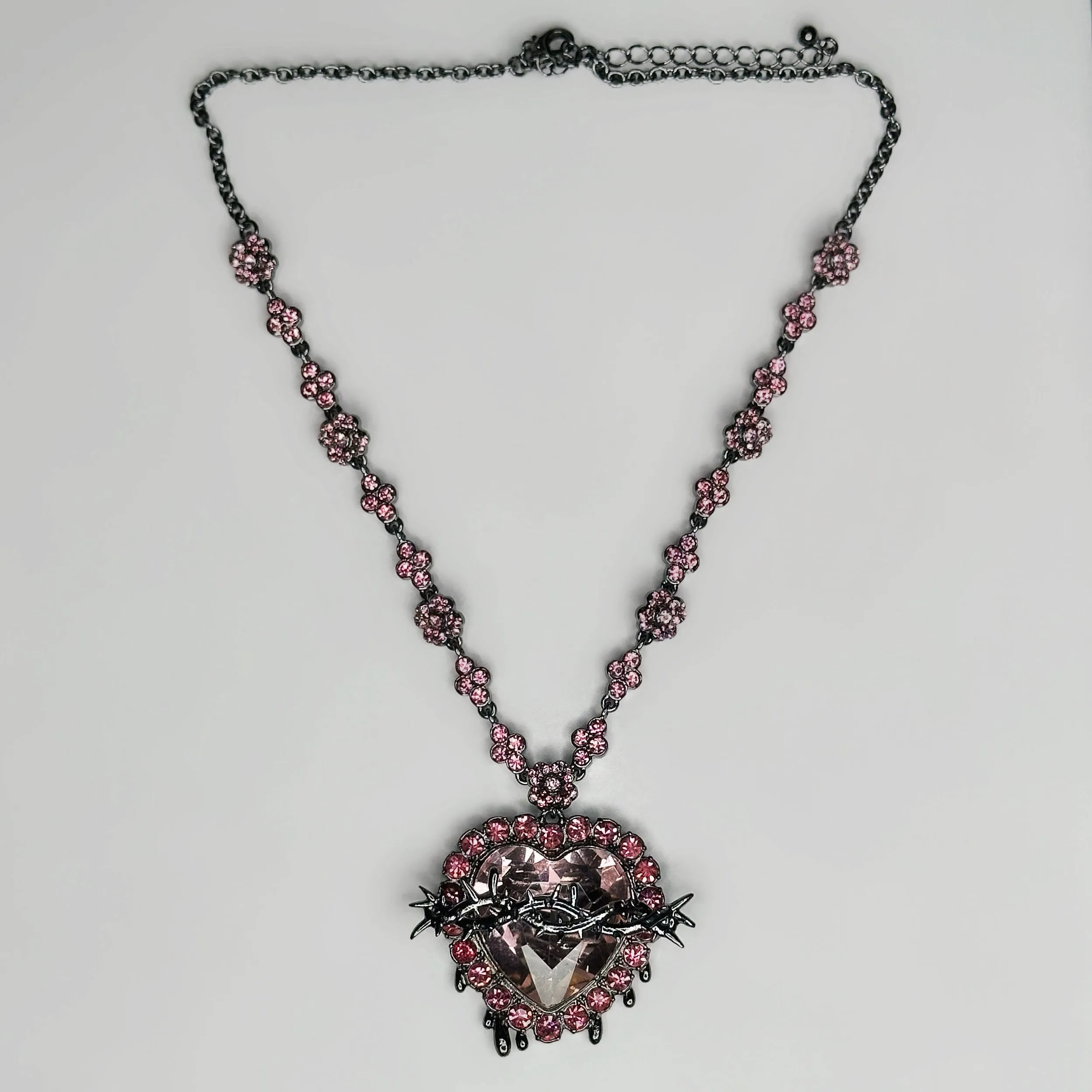 SACRED HEART NECKLACE *PINK ROSE*