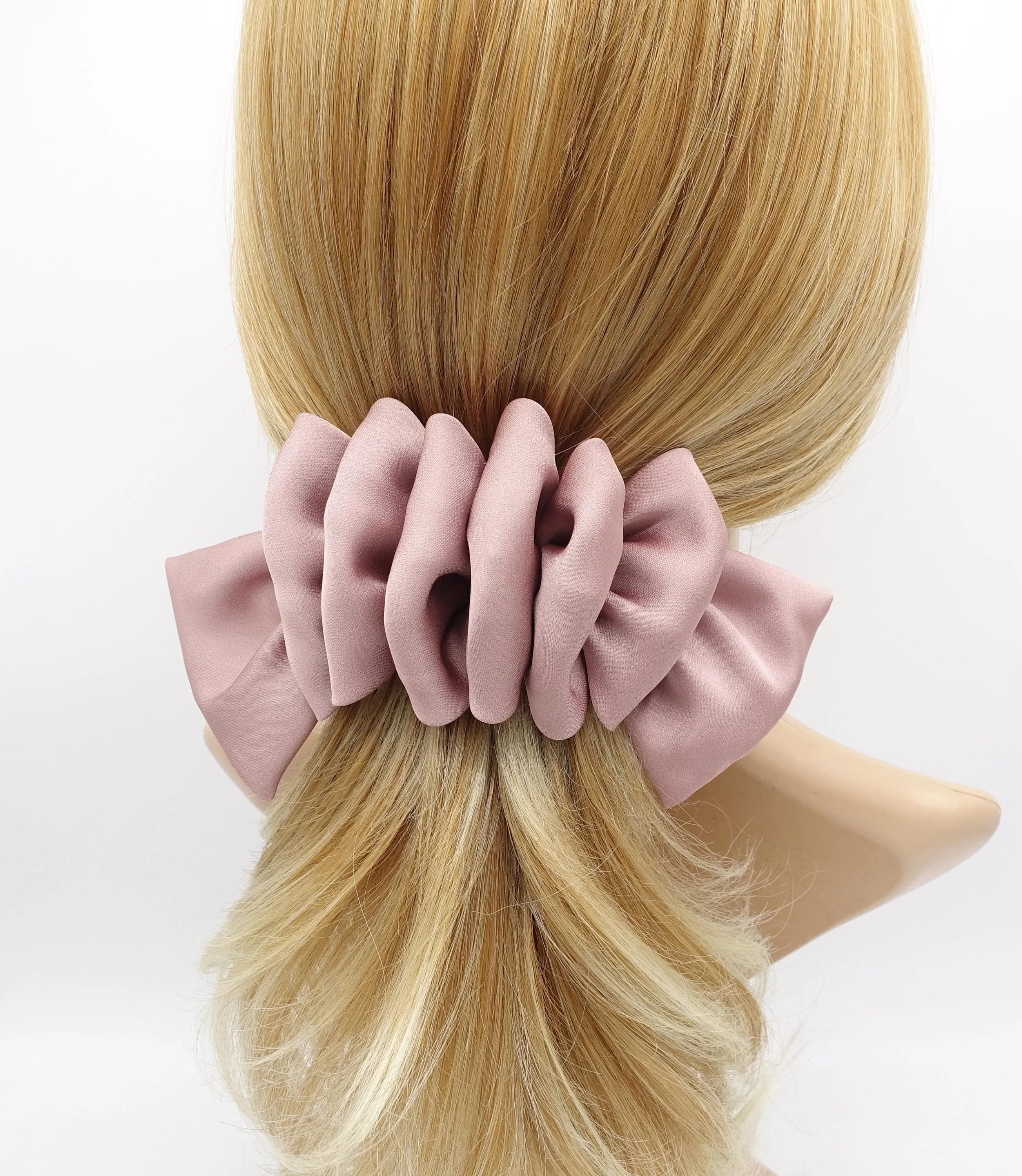 satin ruffle hair bow for women