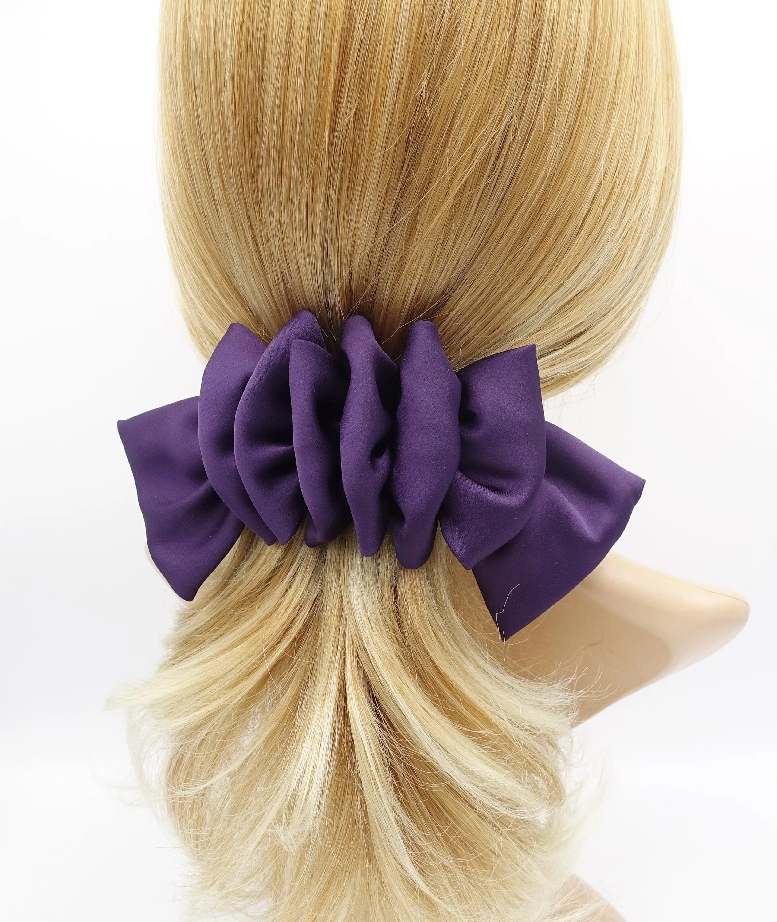 satin ruffle hair bow for women