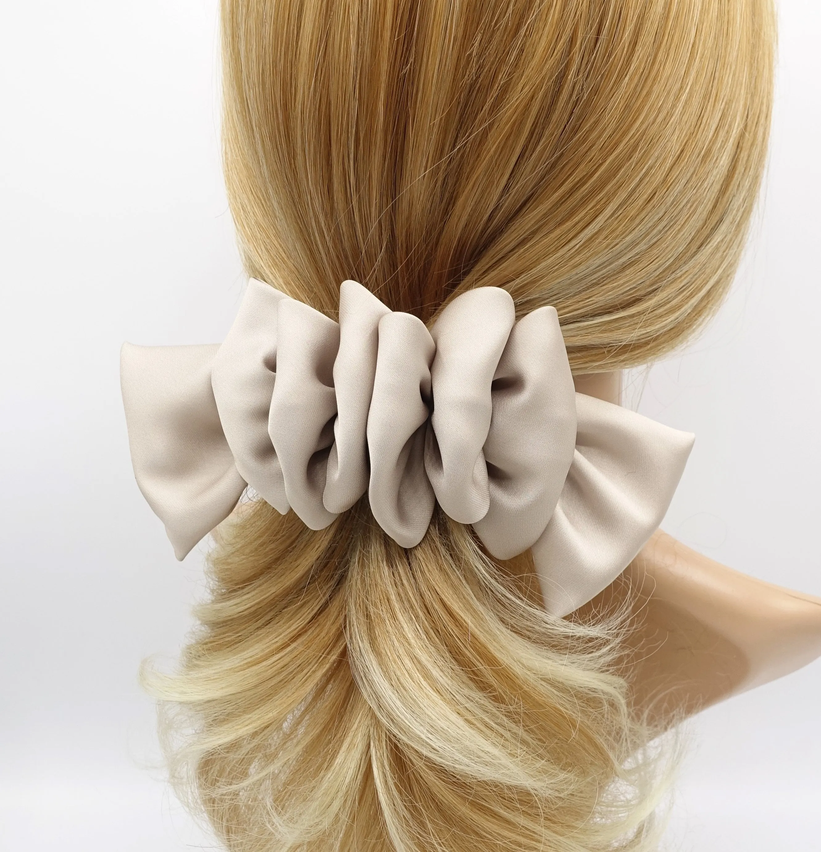 satin ruffle hair bow for women