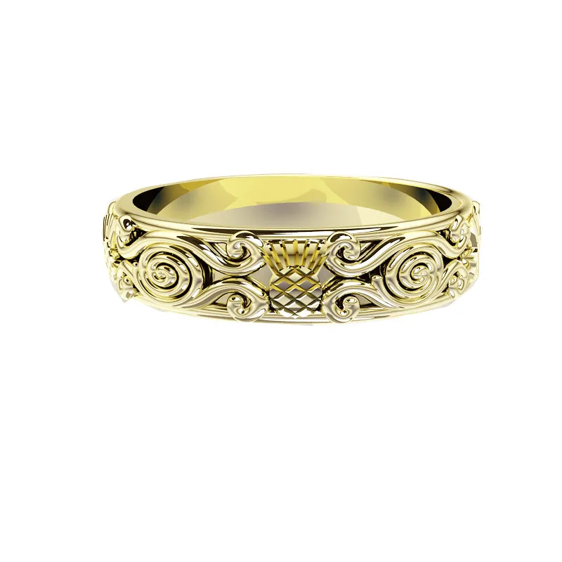 Scottish Thistle Celtic Spiral Viking Wedding Ring