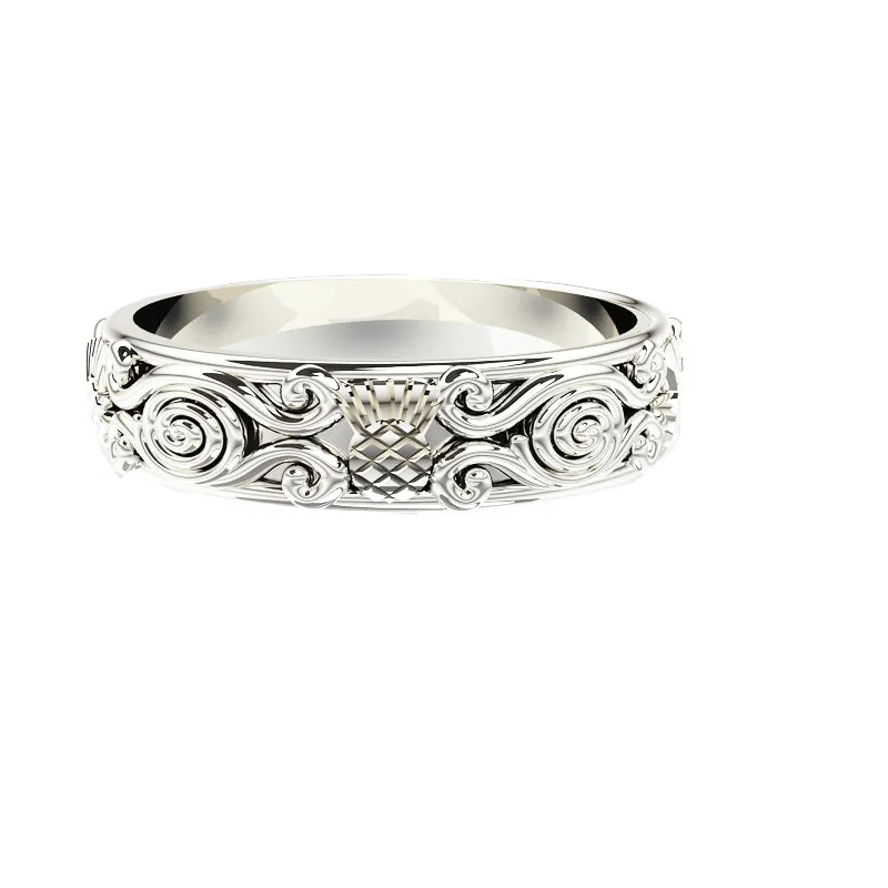 Scottish Thistle Celtic Spiral Viking Wedding Ring