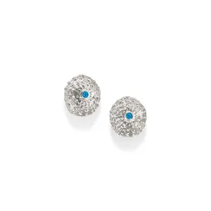 Sea Urchin Petite Stud Earrings - Blue Topaz in Silver