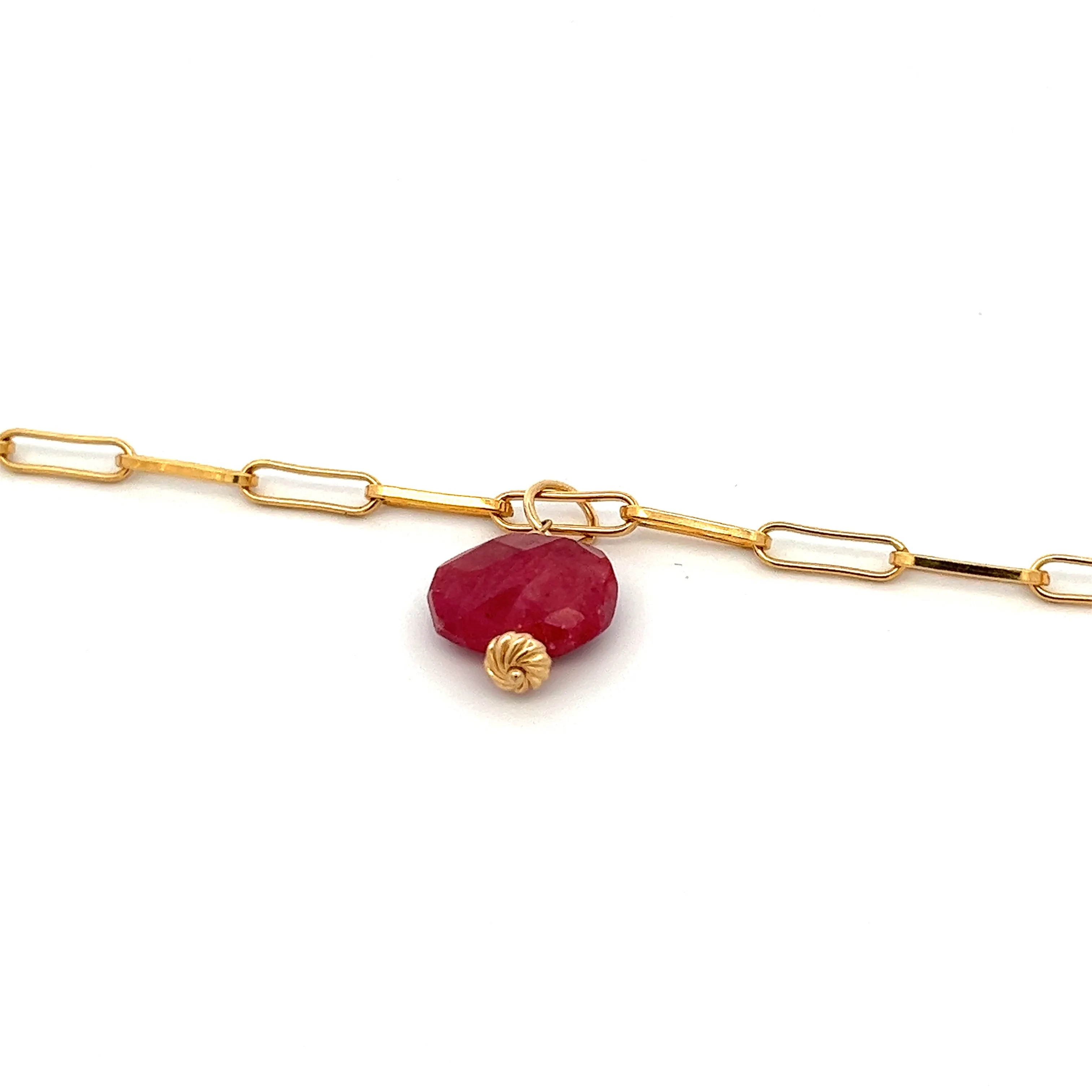 silk road - ruby barrel chain bracelet