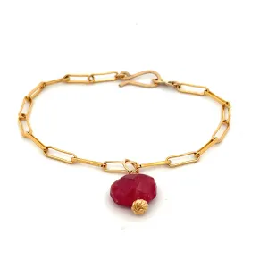 silk road - ruby barrel chain bracelet