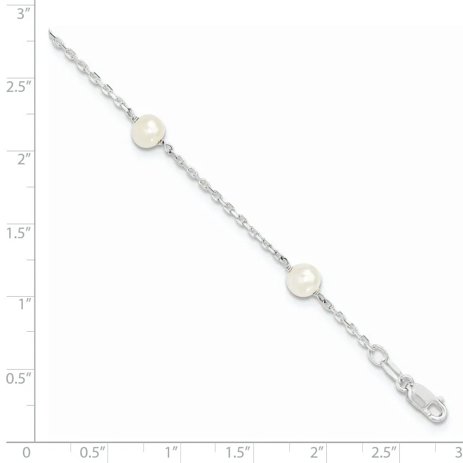 Silver Fresh Water Pearl 5.5-inch Bracelet