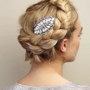 Silver Hair Clip with Rhinestones