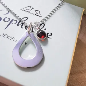 Silver Teardrop and Gemstone Necklace