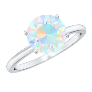 Simple Round Ethiopian Opal Solitaire Ring