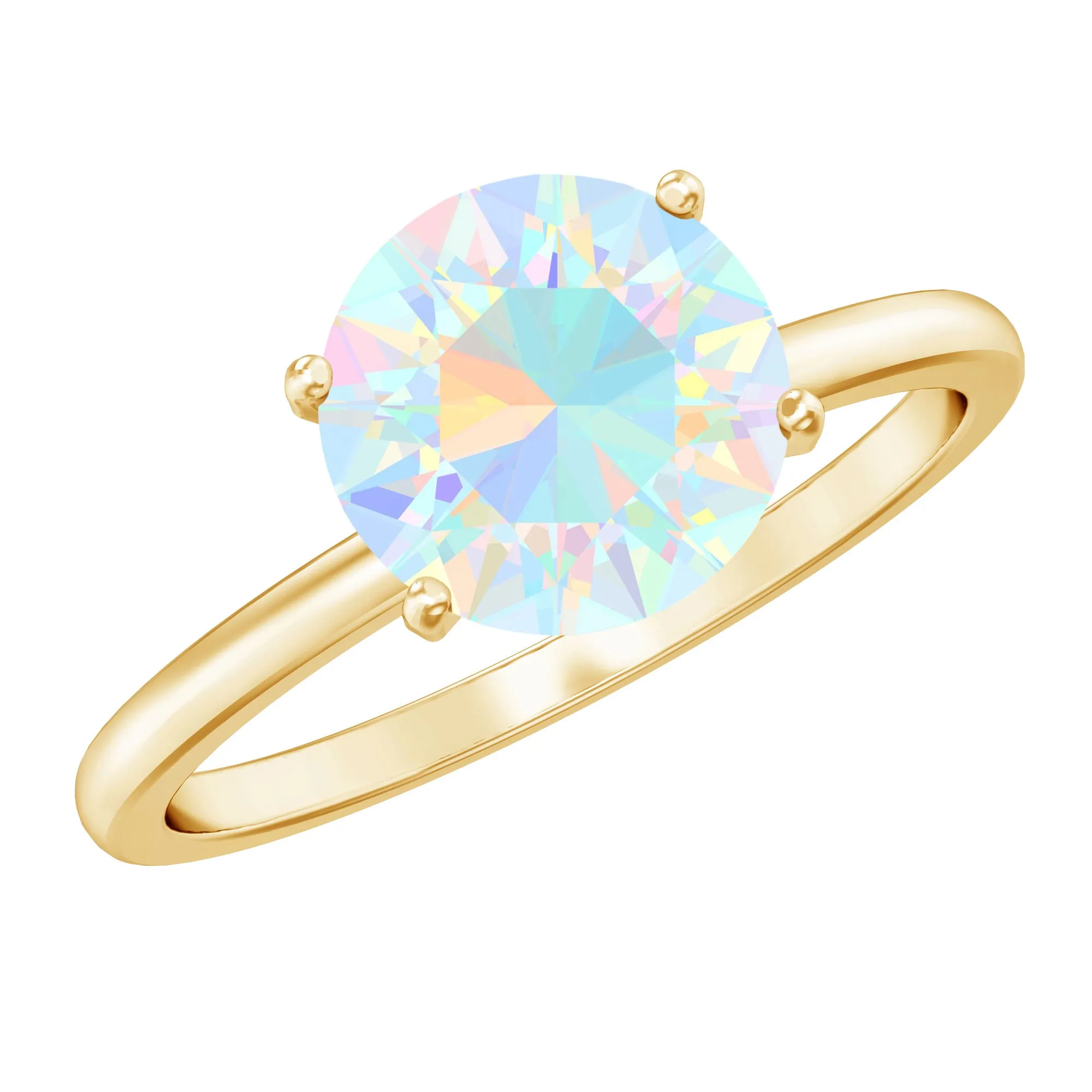 Simple Round Ethiopian Opal Solitaire Ring