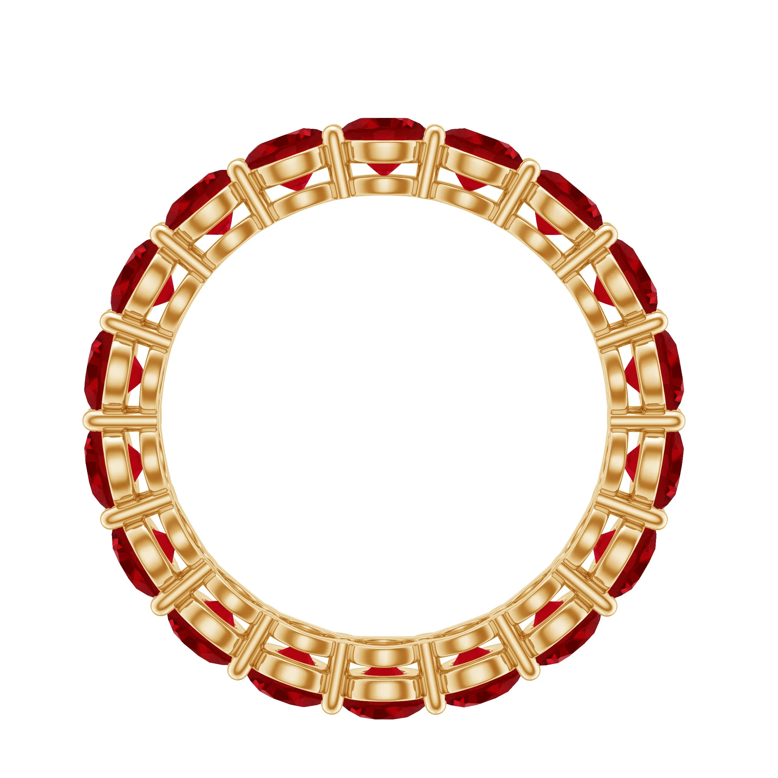 Simple Round Lab-Created Ruby Eternity Ring in Shared Prong Setting