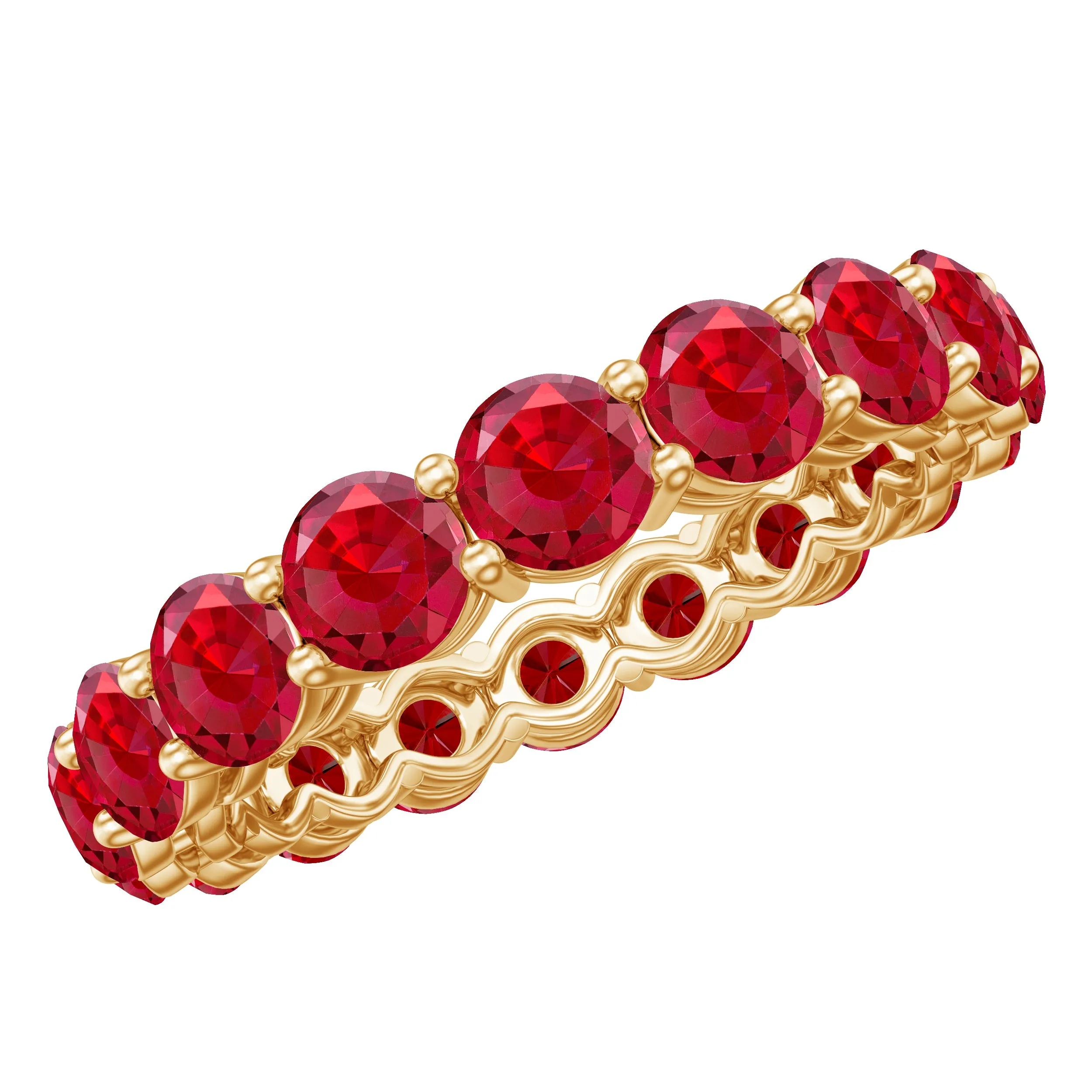 Simple Round Lab-Created Ruby Eternity Ring in Shared Prong Setting