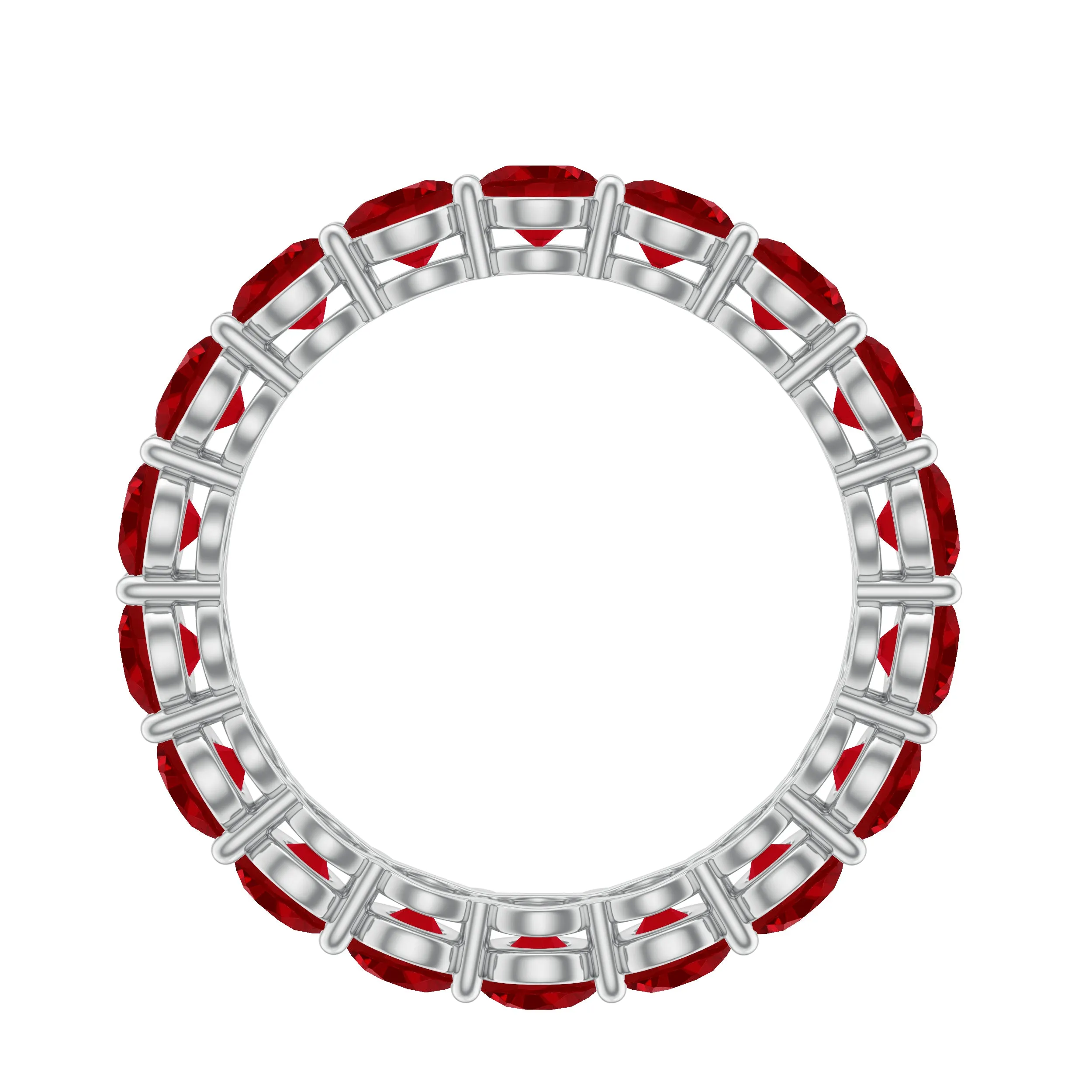 Simple Round Lab-Created Ruby Eternity Ring in Shared Prong Setting