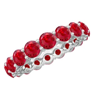 Simple Round Lab-Created Ruby Eternity Ring in Shared Prong Setting