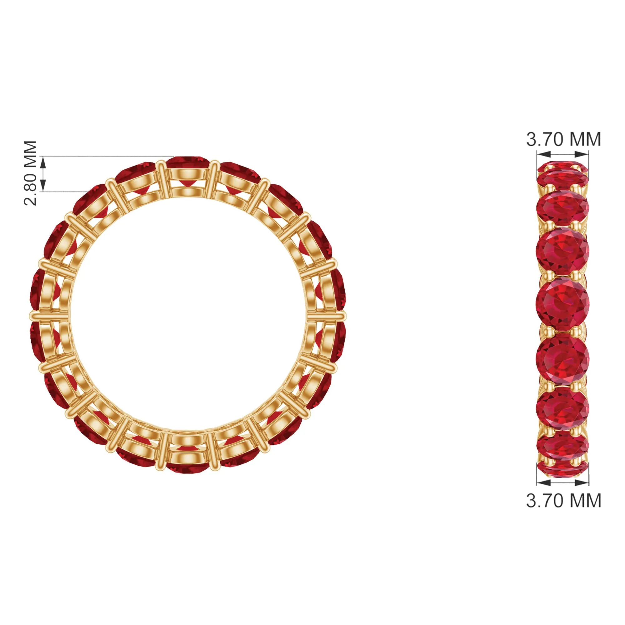 Simple Round Lab-Created Ruby Eternity Ring in Shared Prong Setting