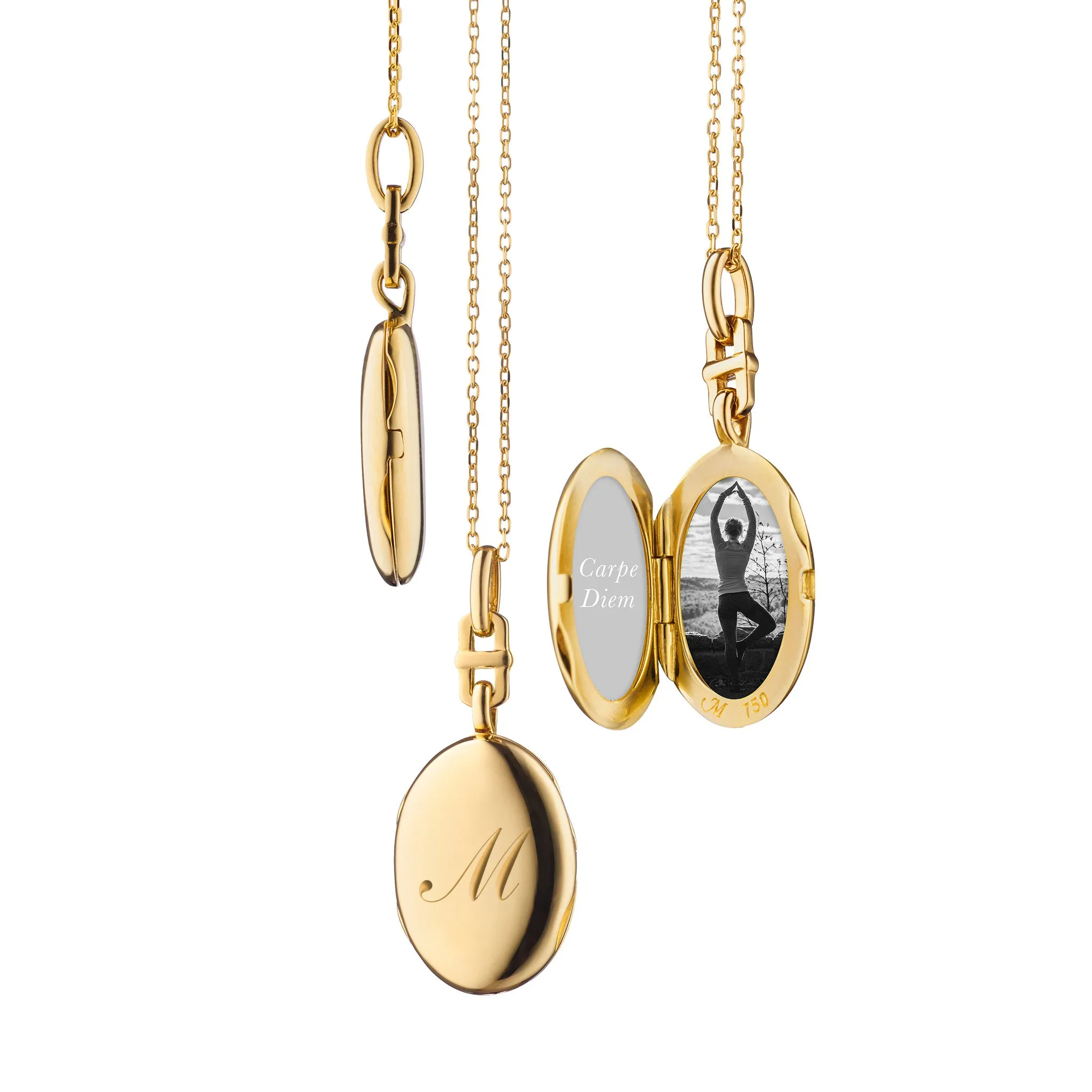 Slim "Eve" 18K Gold Engraved Locket Necklace