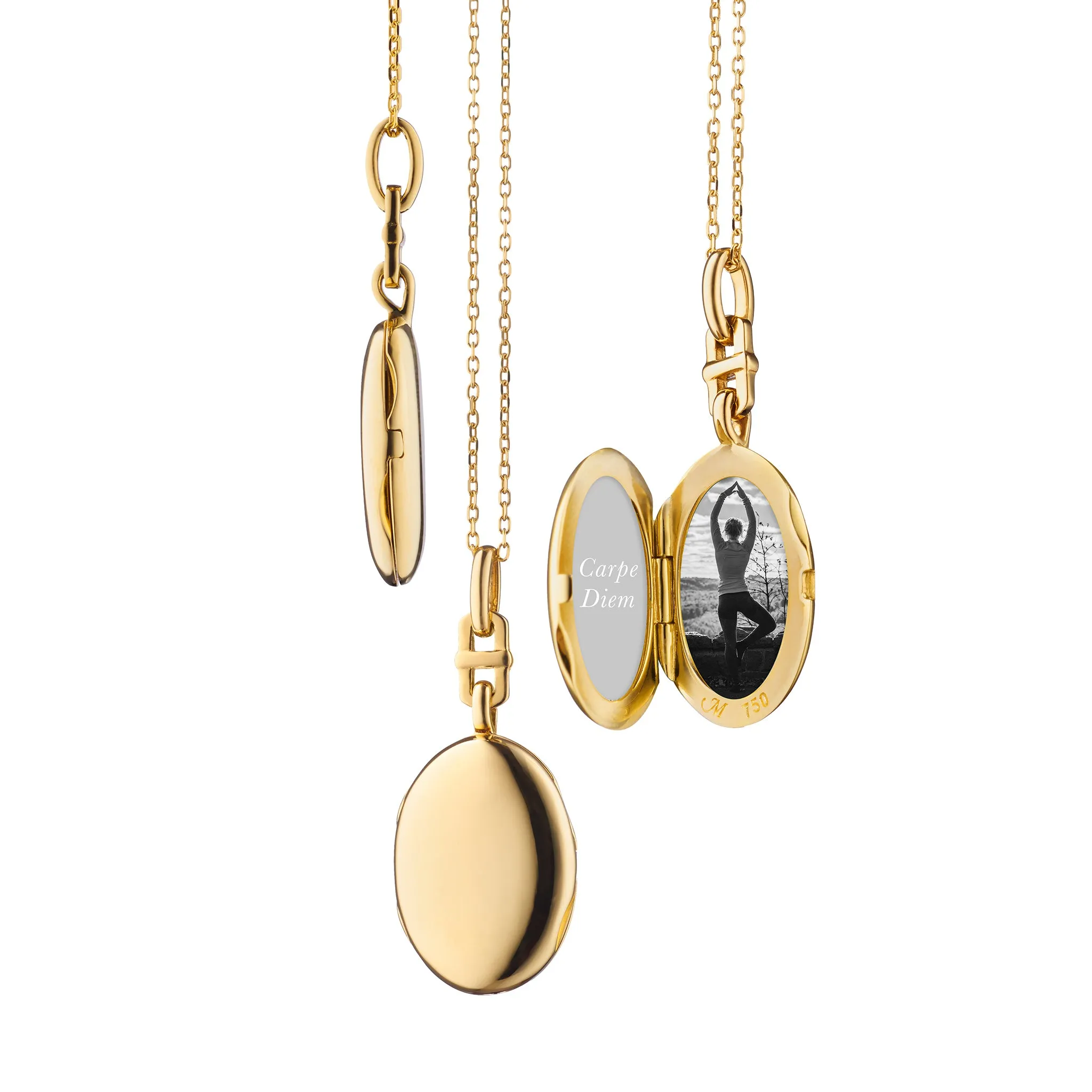 Slim "Eve" 18K Gold Engraved Locket Necklace