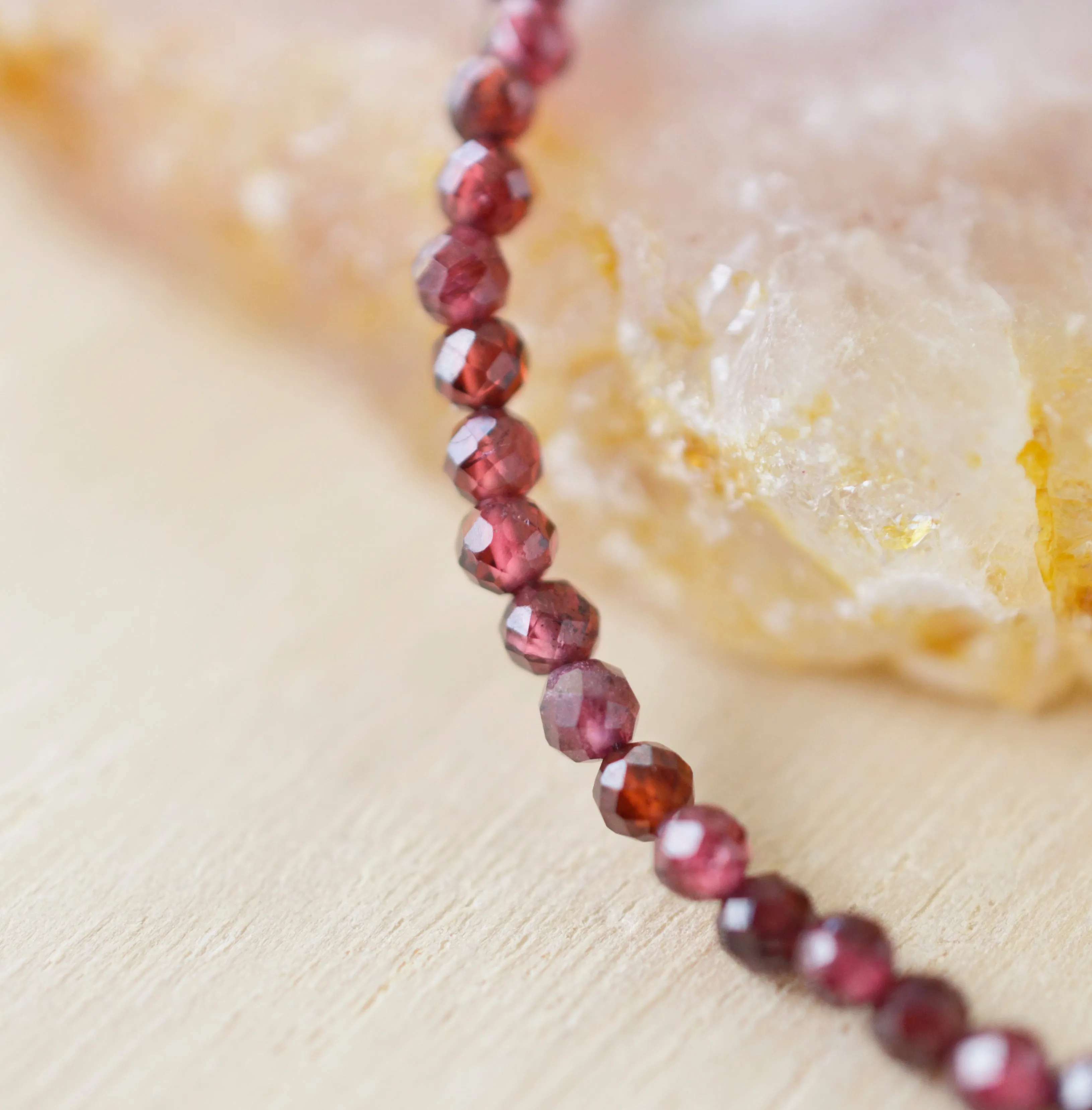 Small Garnet Beaded Bracelet, Sterling Silver or Gold Filled