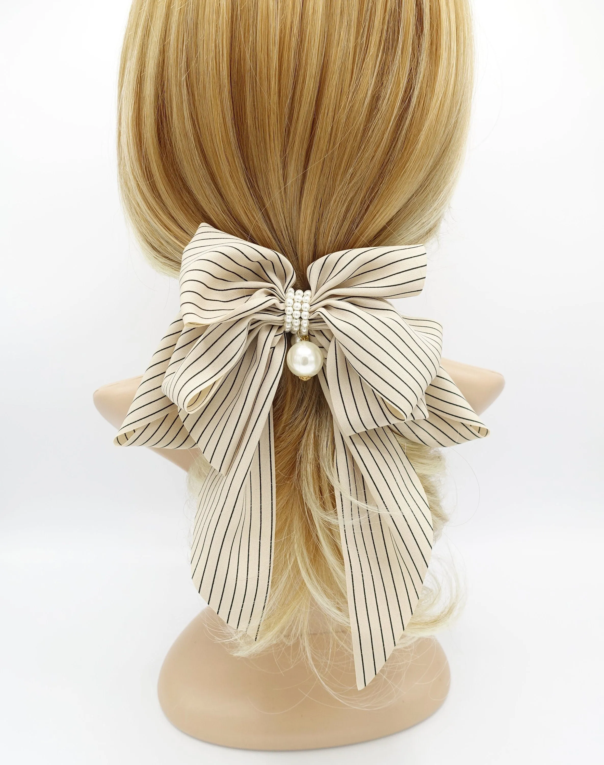 solid classic stripe hair bow long tail french barrette women hair accessory