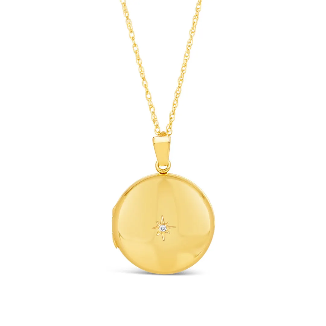 Solid Gold Round Diamond Locket