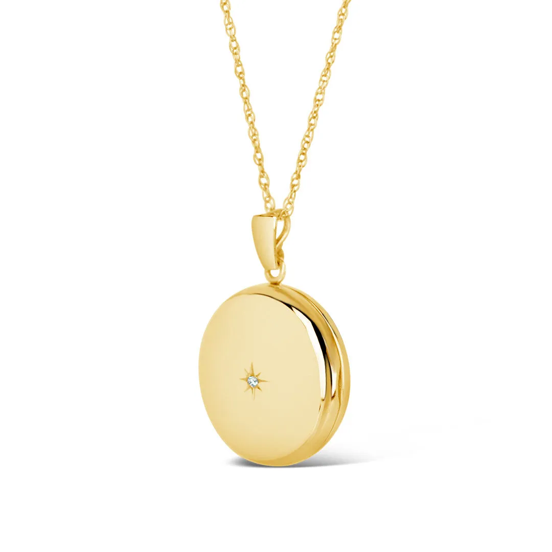 Solid Gold Round Diamond Locket