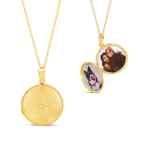 Solid Gold Round Diamond Locket