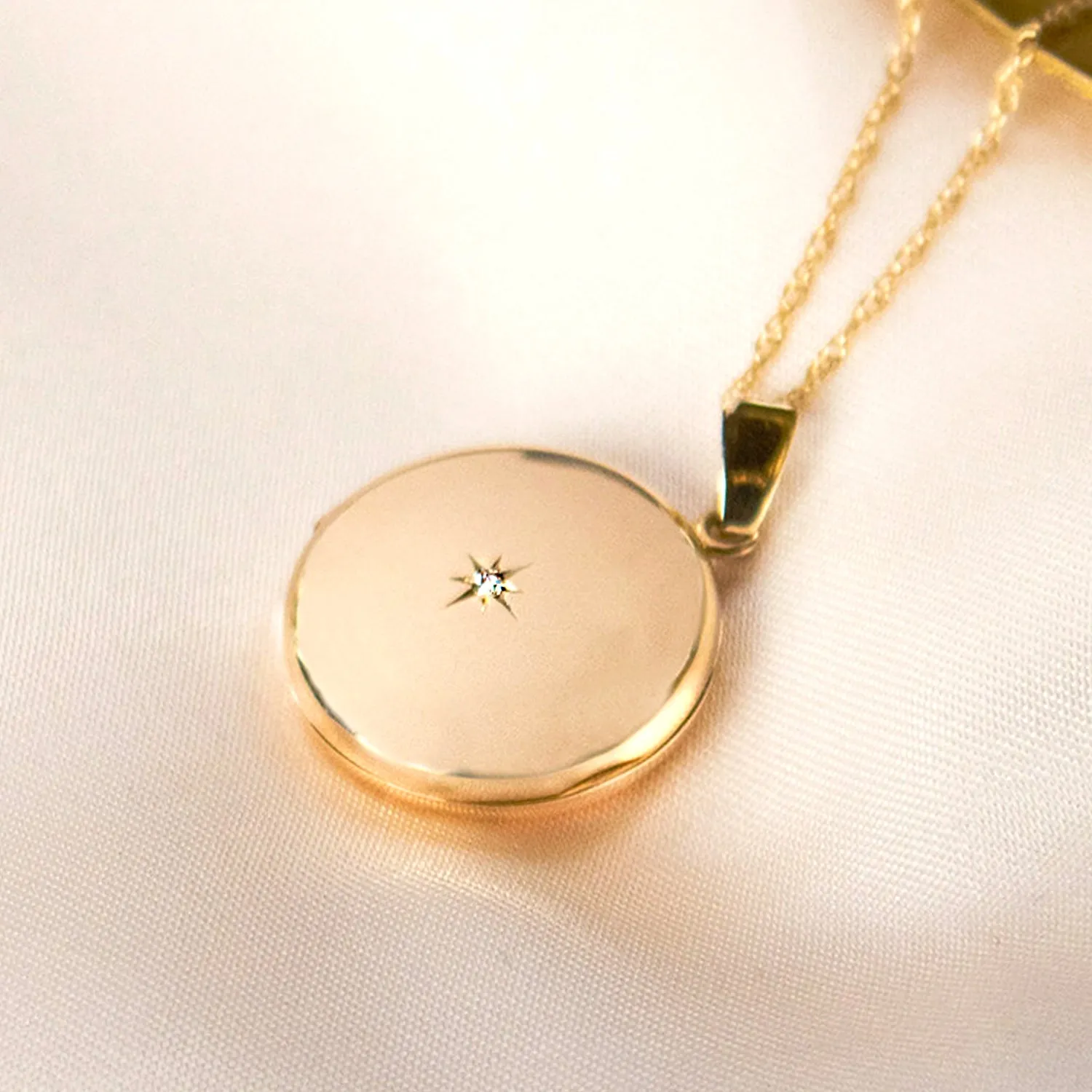 Solid Gold Round Diamond Locket