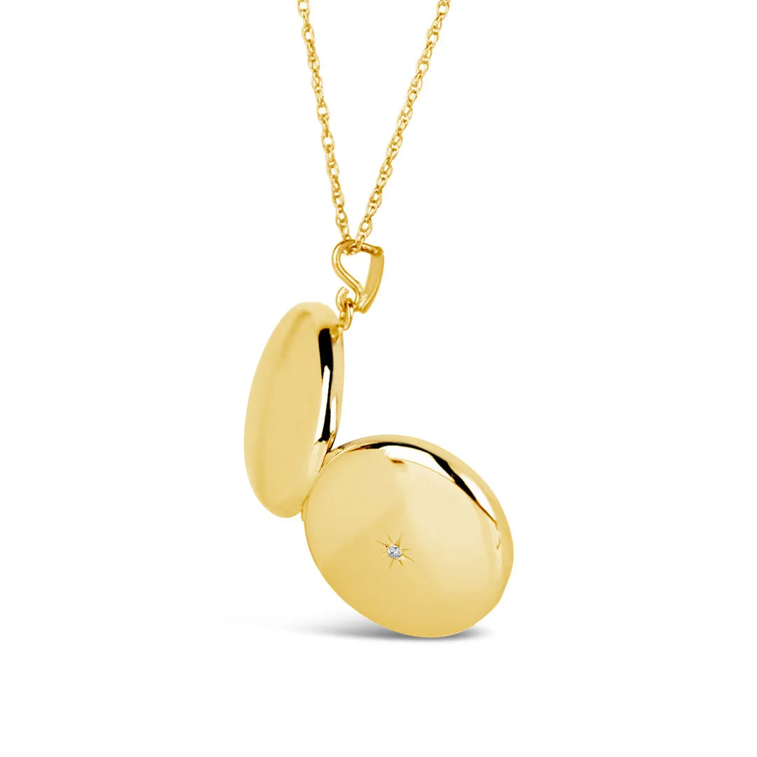 Solid Gold Round Diamond Locket